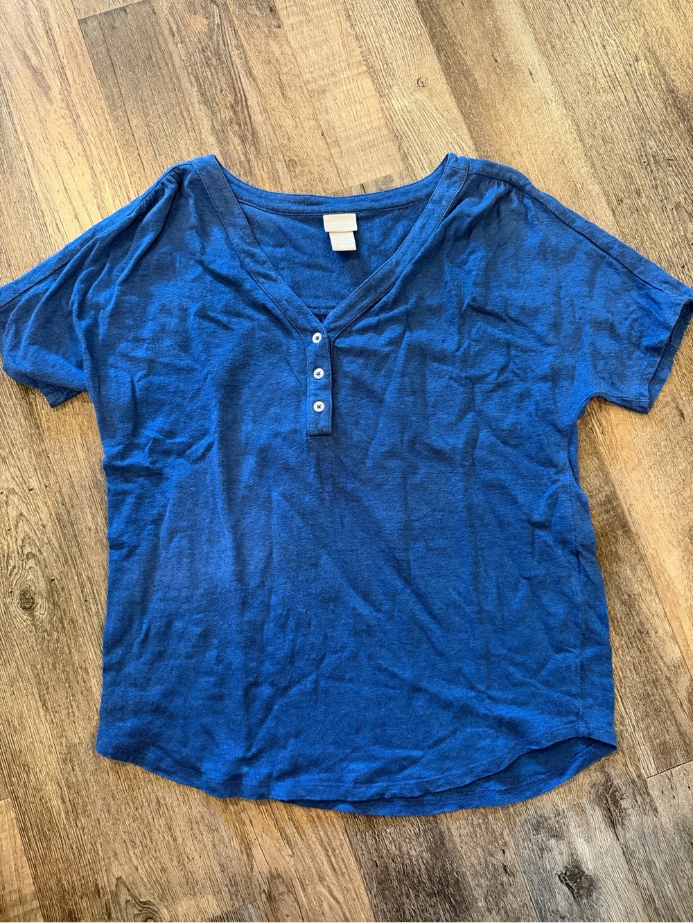 Chico's Navy Short Sleeve Henley